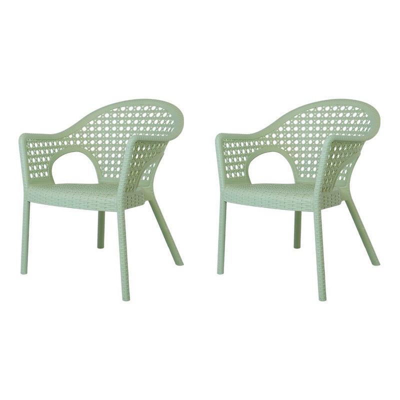 Set de 2 Sillas de Comedor Tipo Ratán Con Descansabrazos para Exterior e Interior con Protección Solar UV, Modelo Iris 7029 - LuzDeco
