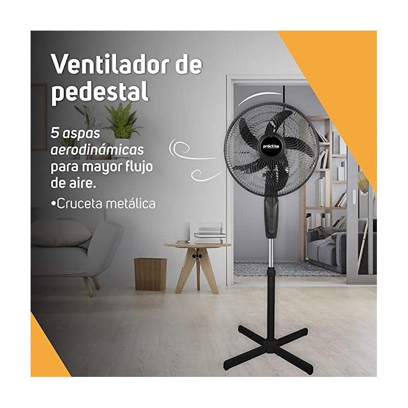 Taurus Practika Ventilador de Pedestal 16 Pulgadas Silencioso Oscilatorio Color Negro, Modelo M94407100 - LuzDeco