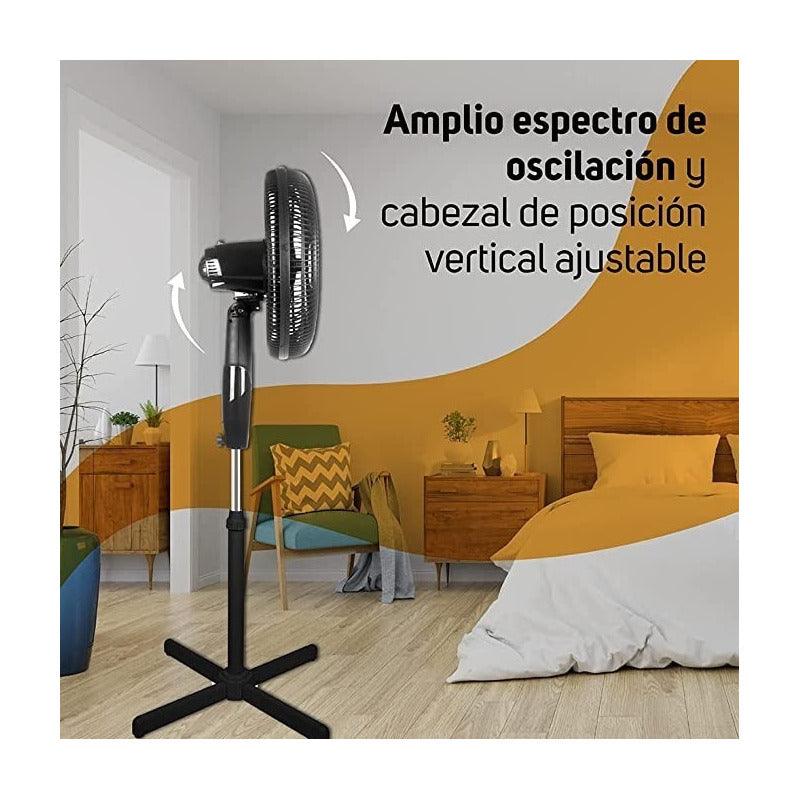 Taurus Practika Ventilador de Pedestal 16 Pulgadas Silencioso Oscilatorio Color Negro, Modelo M94407100 - LuzDeco