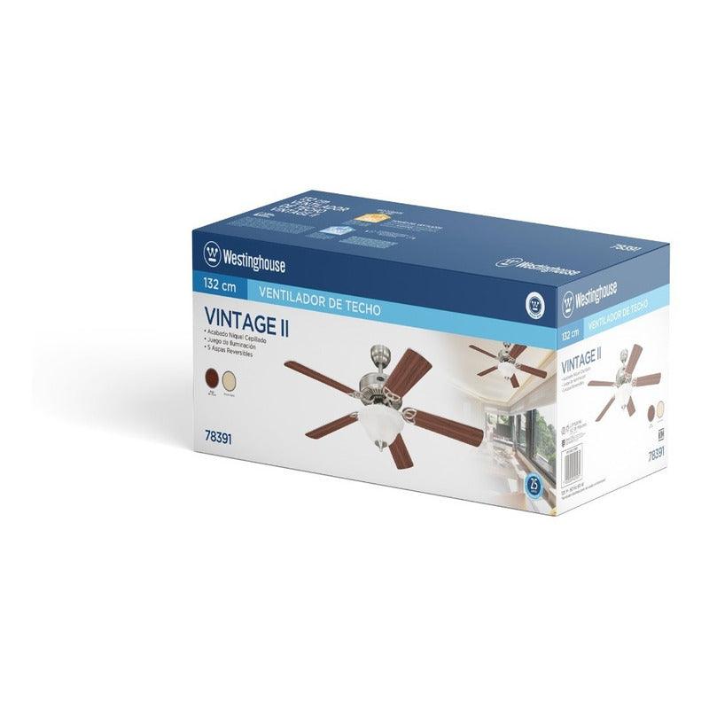Westinghouse Ventilador de Techo con Luz y Control de Cadena de 52" con 5 Aspas, Modelo Vintage 78391 - LuzDeco